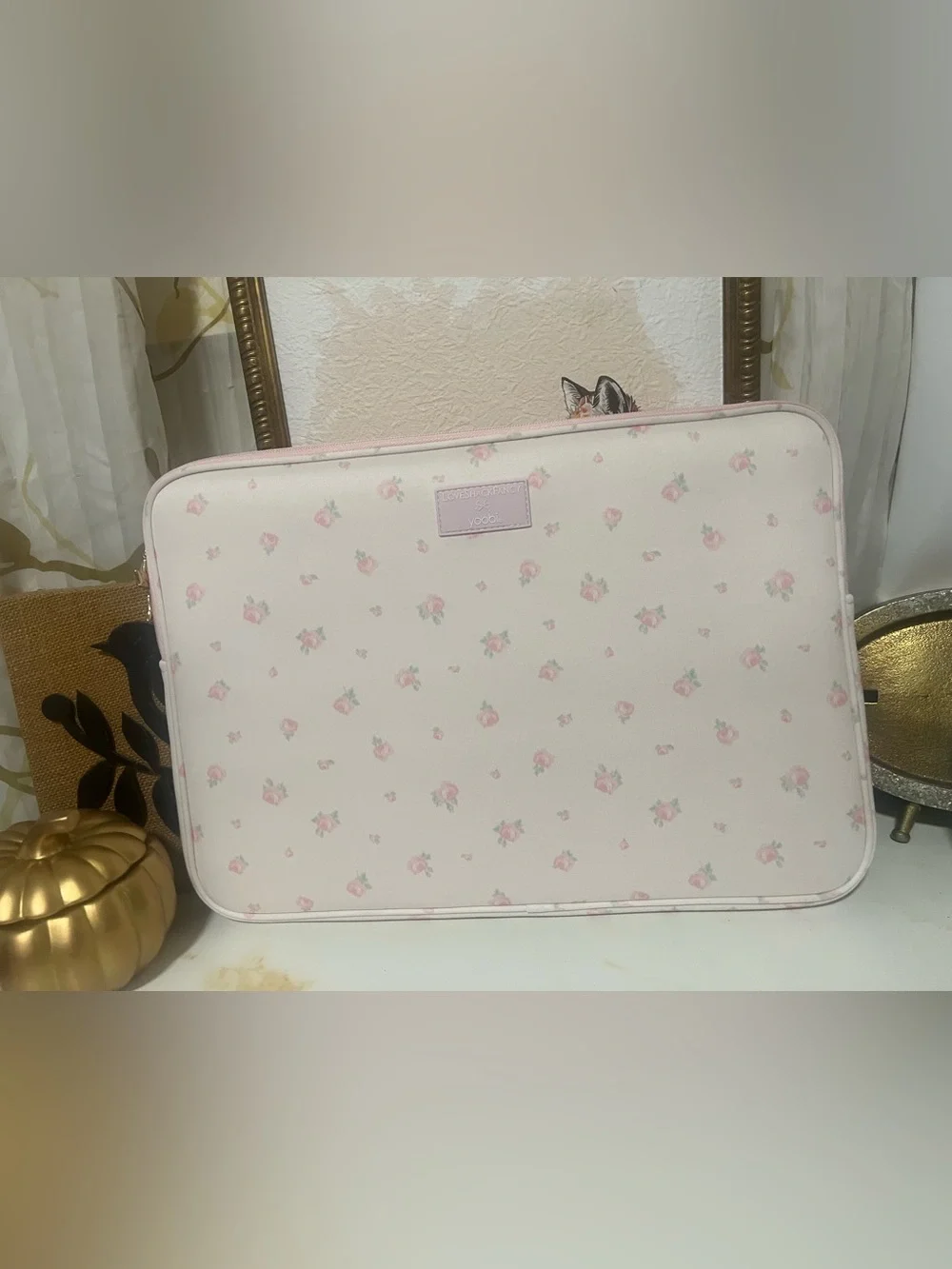 LoveShackFancy Pale Pink Floral Tablet Sleeve